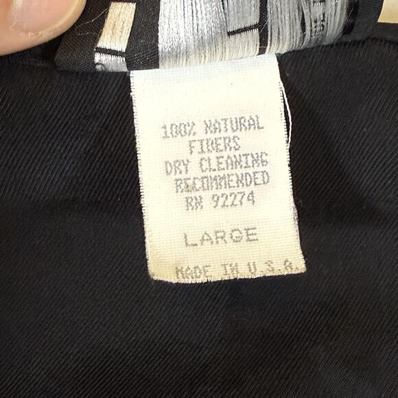 Vintage 90s Longer Length Sleeveless Lightweight Vest Kimono Black Wms L - Picture 7 of 9